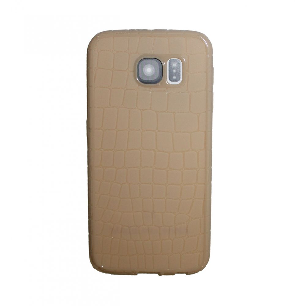 OEM Protector for Samsung S6, With imitation of snakeskin (Croco), Silicone, Beige - 51351
